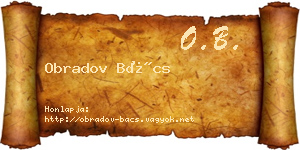 Obradov Bács névjegykártya